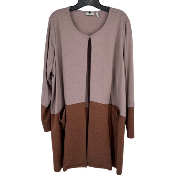 LOGO Lounge Color Block Open Front knit Cardigan Pockets size 2x - Picture 1 of 12